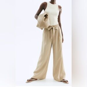 H&M Wide-Leg Pant With Tie Belt Size Small